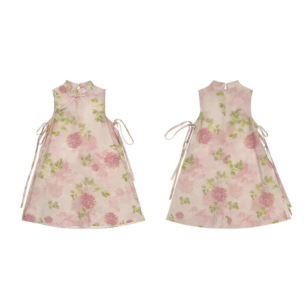 Girls' Floral Two-Piece Cheongsam Dress Set