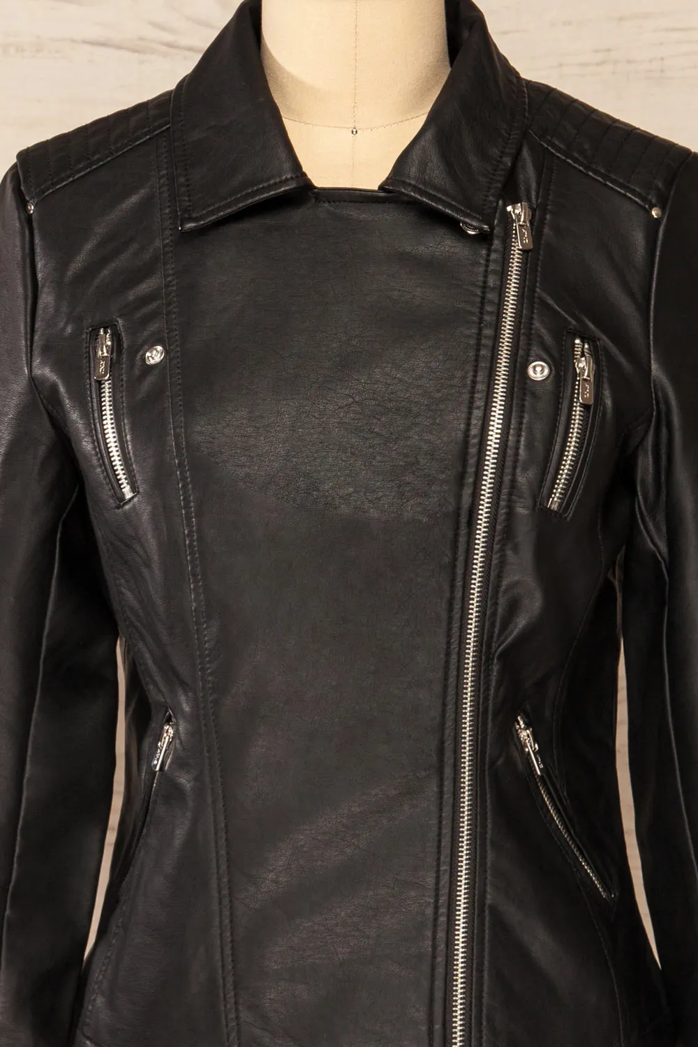 Gladsaxe | Black Cropped Faux Leather Jacket