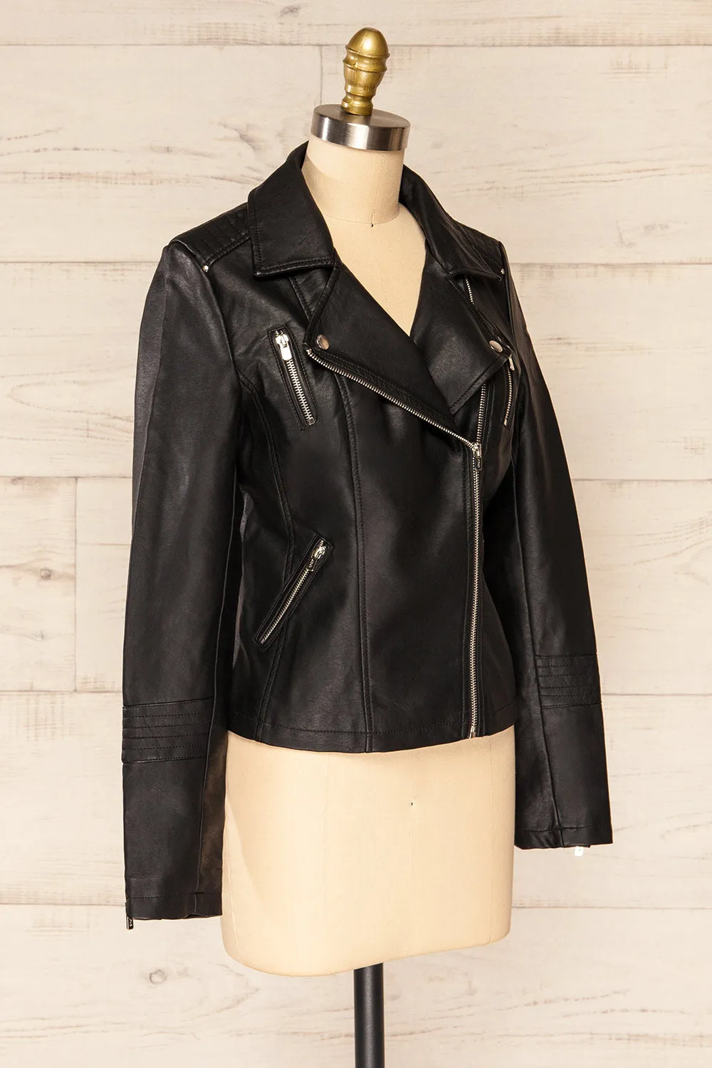 Gladsaxe | Black Cropped Faux Leather Jacket