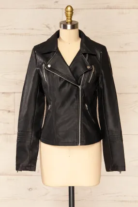 Gladsaxe | Black Cropped Faux Leather Jacket