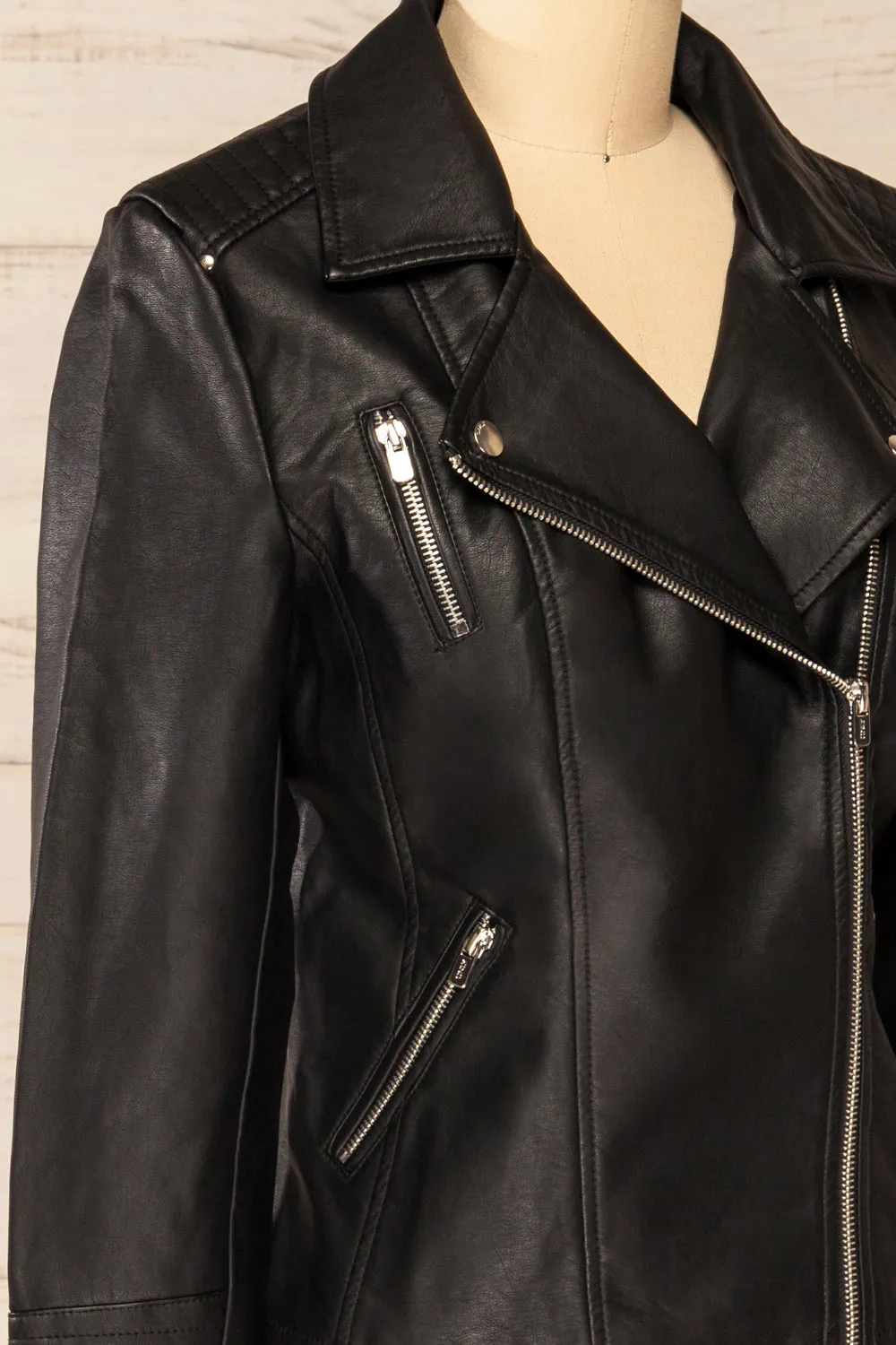 Gladsaxe | Black Cropped Faux Leather Jacket