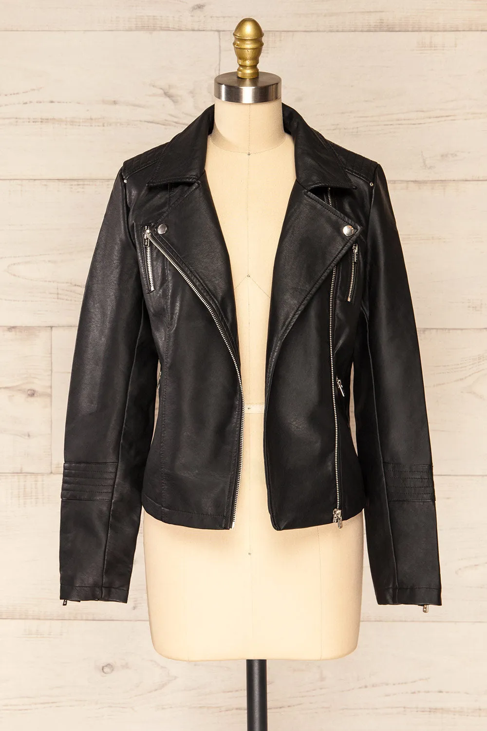 Gladsaxe | Black Cropped Faux Leather Jacket