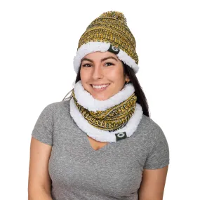 Green Bay Packers NFL Womens Color Wave Chunky Beanie & Gaiter Scarf Set