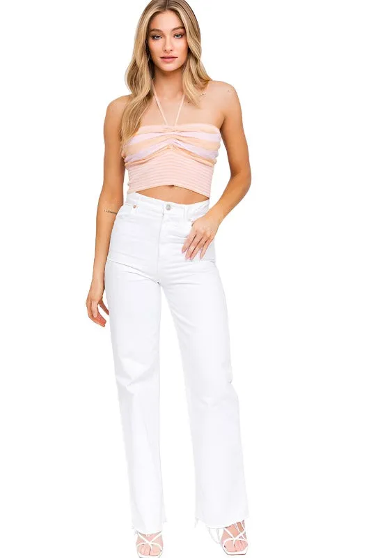 Halter Neck Sweater Crop Top