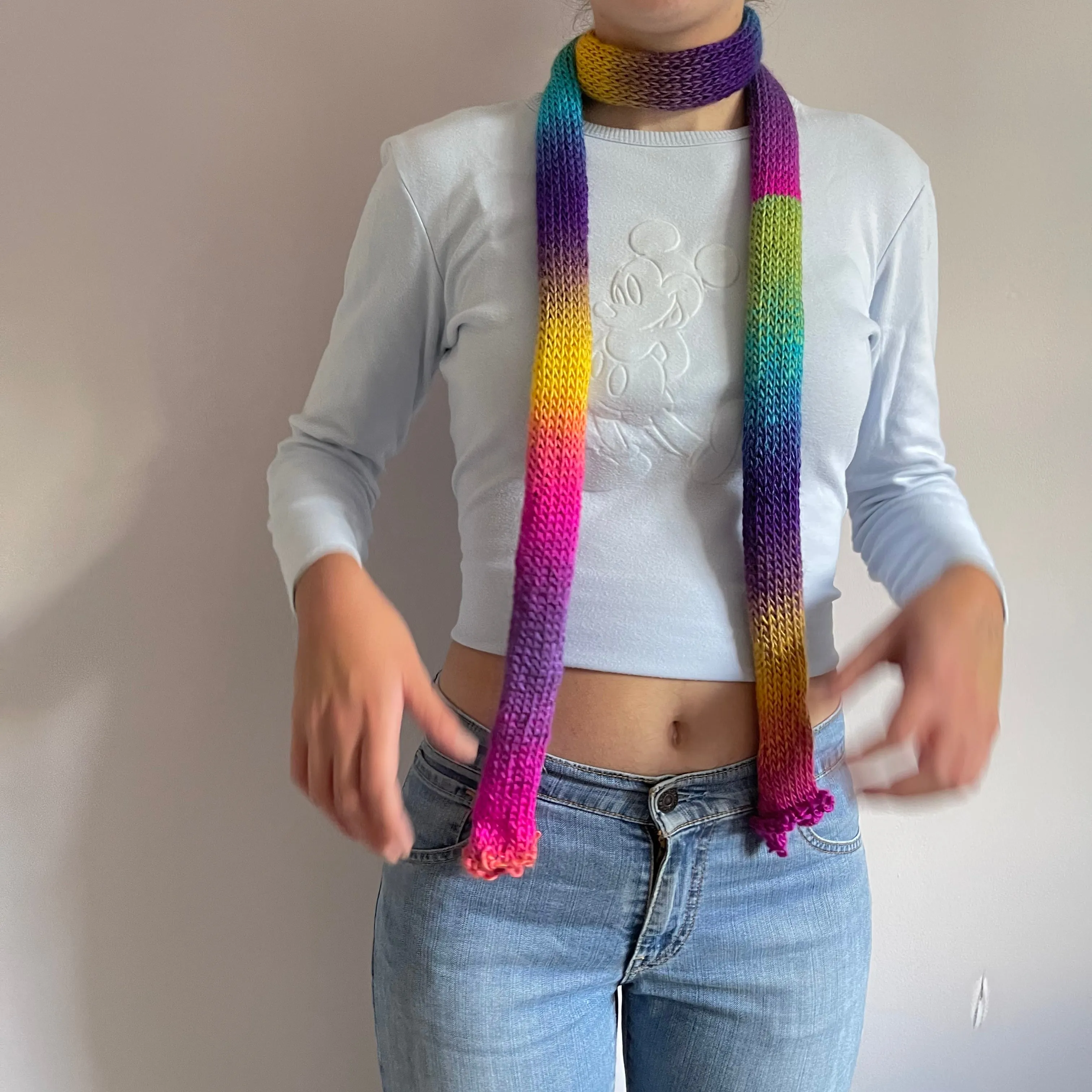 Handmade knitted ombré skinny scarf - Sunshine colourway