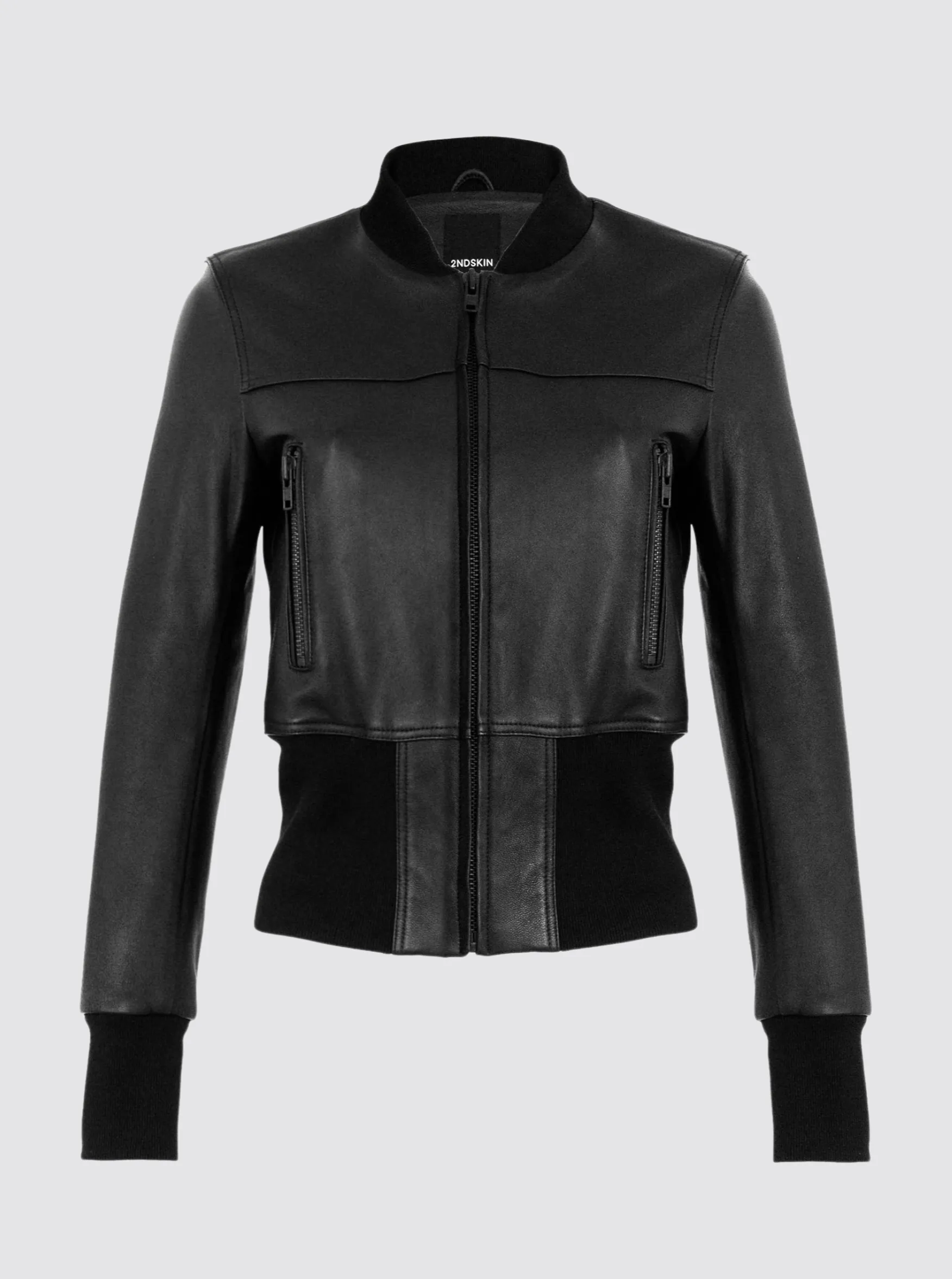 HARLOW LEATHER BOMBER - BLACK