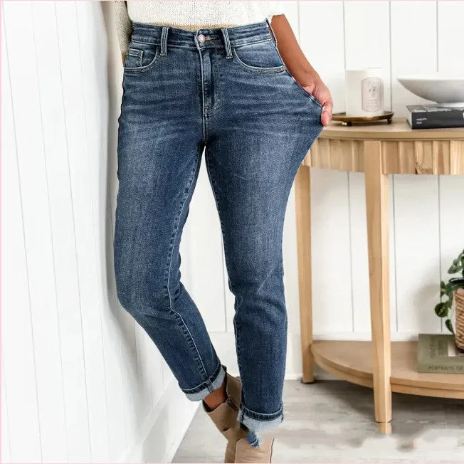 High Grinding Elastic Plus Size Women's Jeans