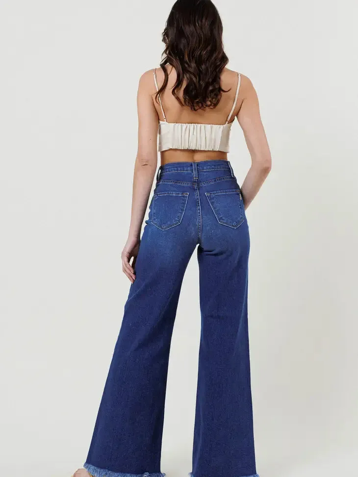 High Waist Wide Flood Denim Jeans