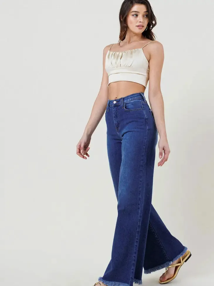 High Waist Wide Flood Denim Jeans