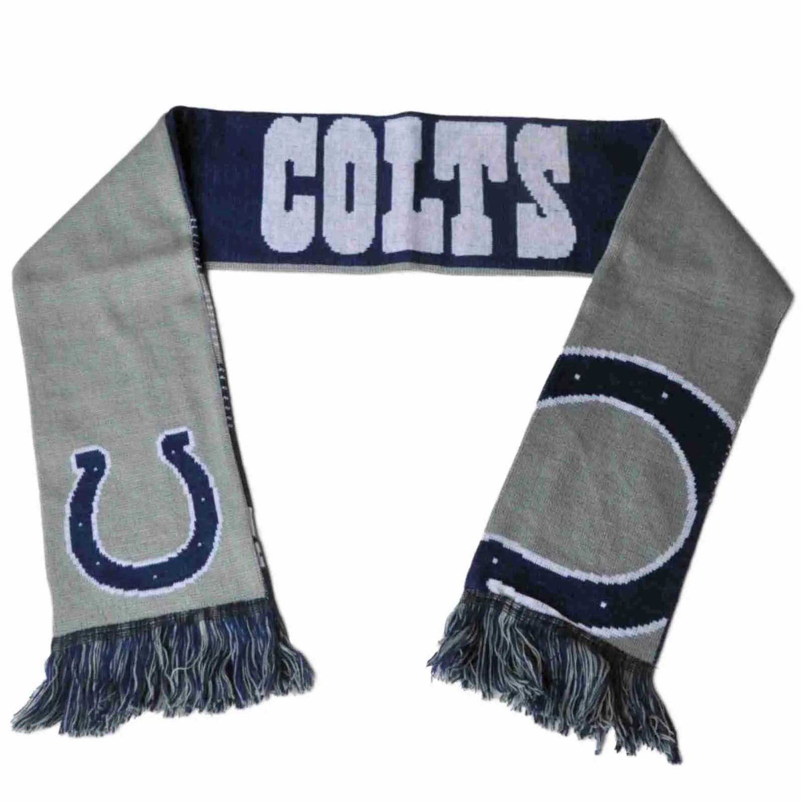 Indianapolis Colts FC Navy Gray Reversible Split Logo Acrylic Knit Winter Scarf