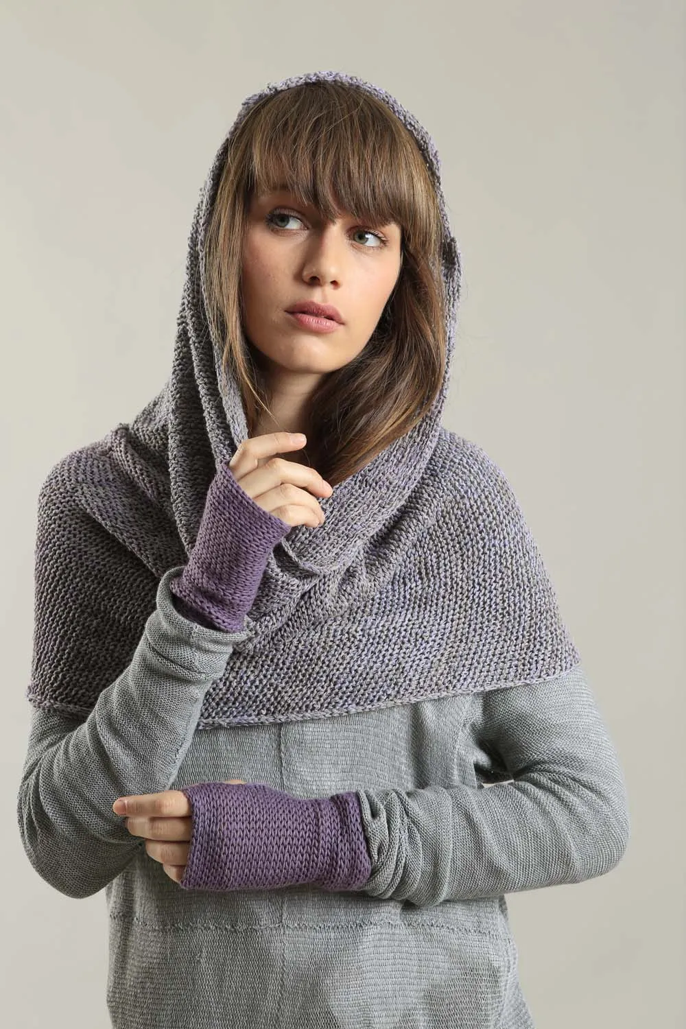 Infinity Handmade knitted Scarf - Gray and Purple