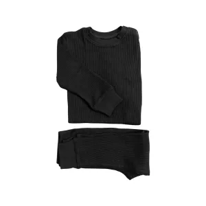 Jet Black Waffle Cotton Set