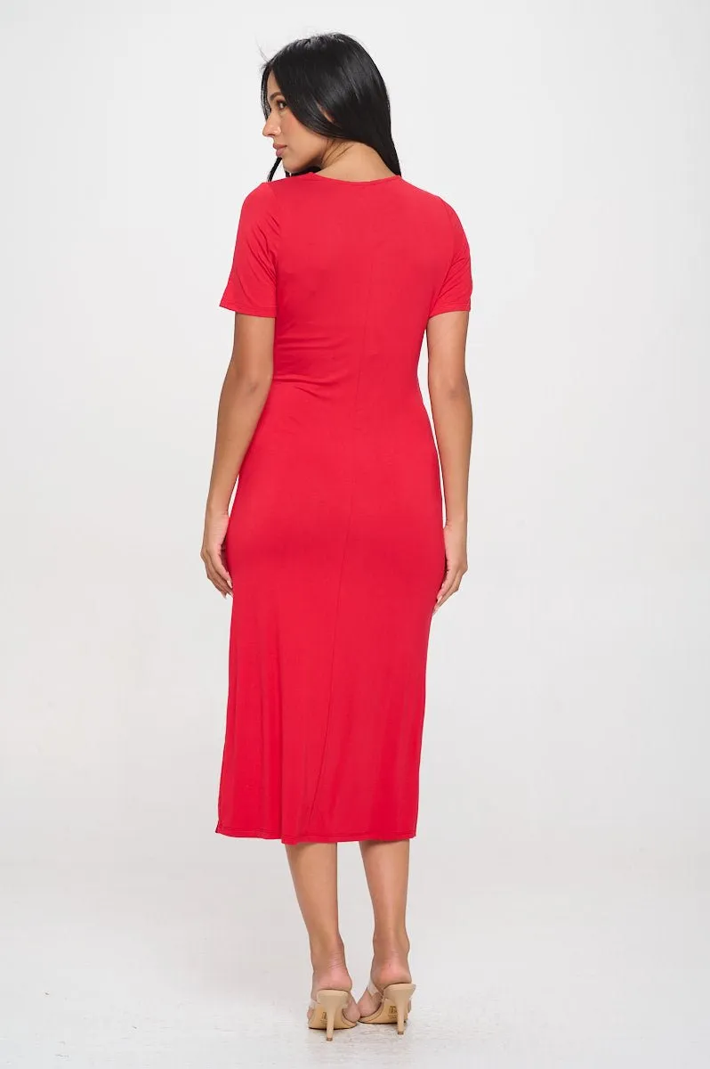 Jocelyn Side Ruched Midi Dress