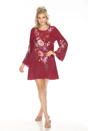 Johnny Was Workshop Embroidered Silk Tunic Dress W39924 Boho Chic