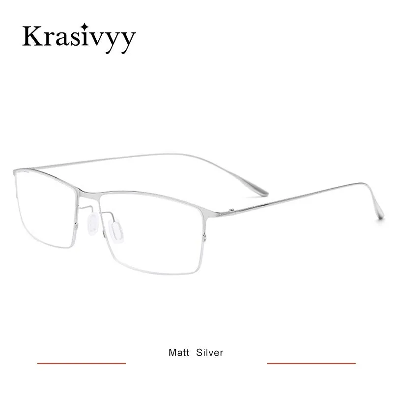 Krasivyy Men's Semi Rim Square Titanium Alloy Eyeglasses Kr62611