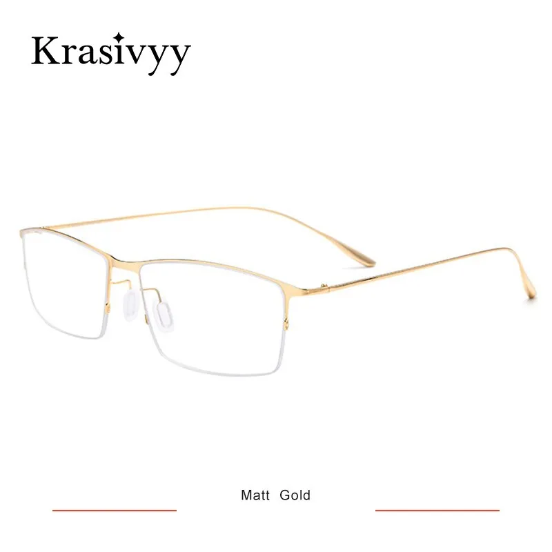 Krasivyy Men's Semi Rim Square Titanium Alloy Eyeglasses Kr62611