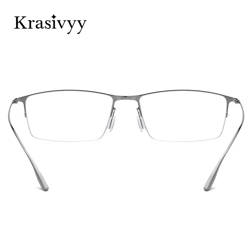 Krasivyy Men's Semi Rim Square Titanium Alloy Eyeglasses Kr62611