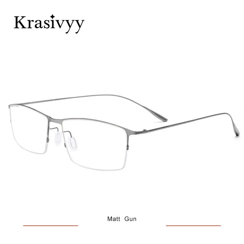 Krasivyy Men's Semi Rim Square Titanium Alloy Eyeglasses Kr62611