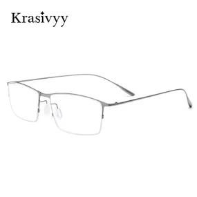 Krasivyy Men's Semi Rim Square Titanium Alloy Eyeglasses Kr62611