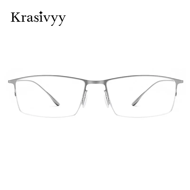 Krasivyy Men's Semi Rim Square Titanium Alloy Eyeglasses Kr62611