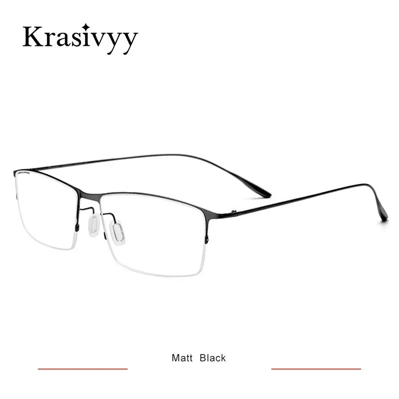 Krasivyy Men's Semi Rim Square Titanium Alloy Eyeglasses Kr62611