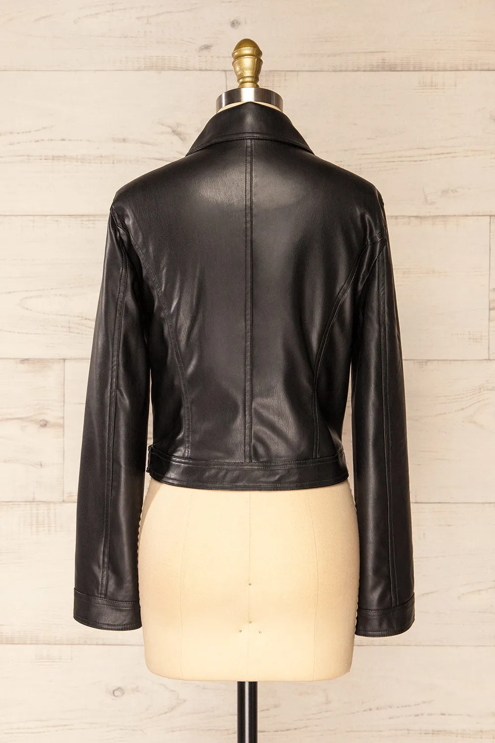 Kyoto | Black Cropped Faux Leather Jacket