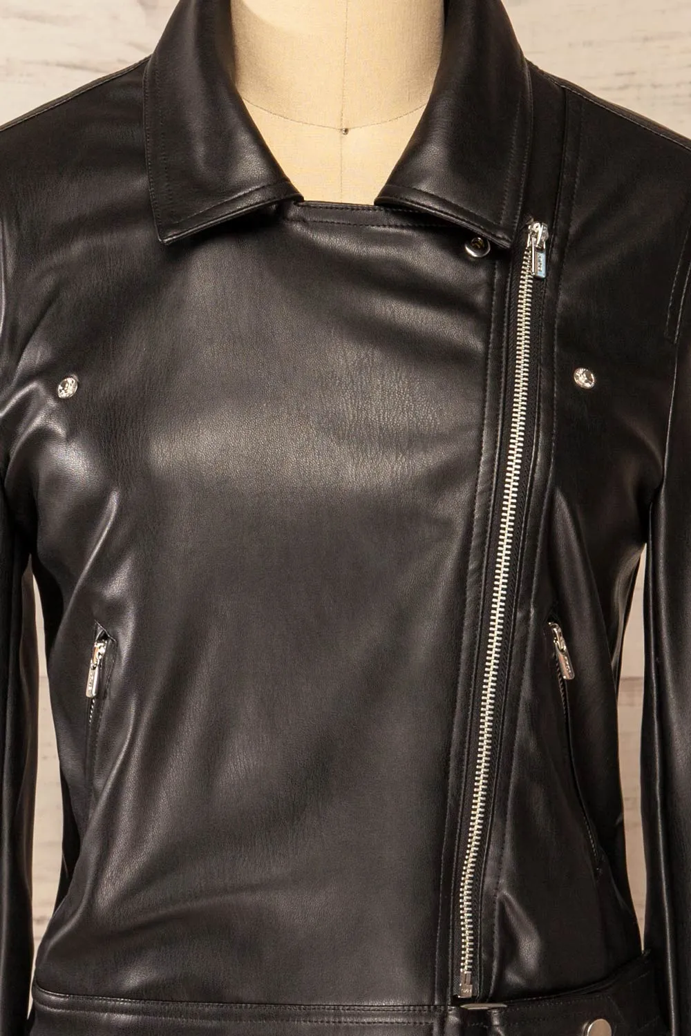 Kyoto | Black Cropped Faux Leather Jacket