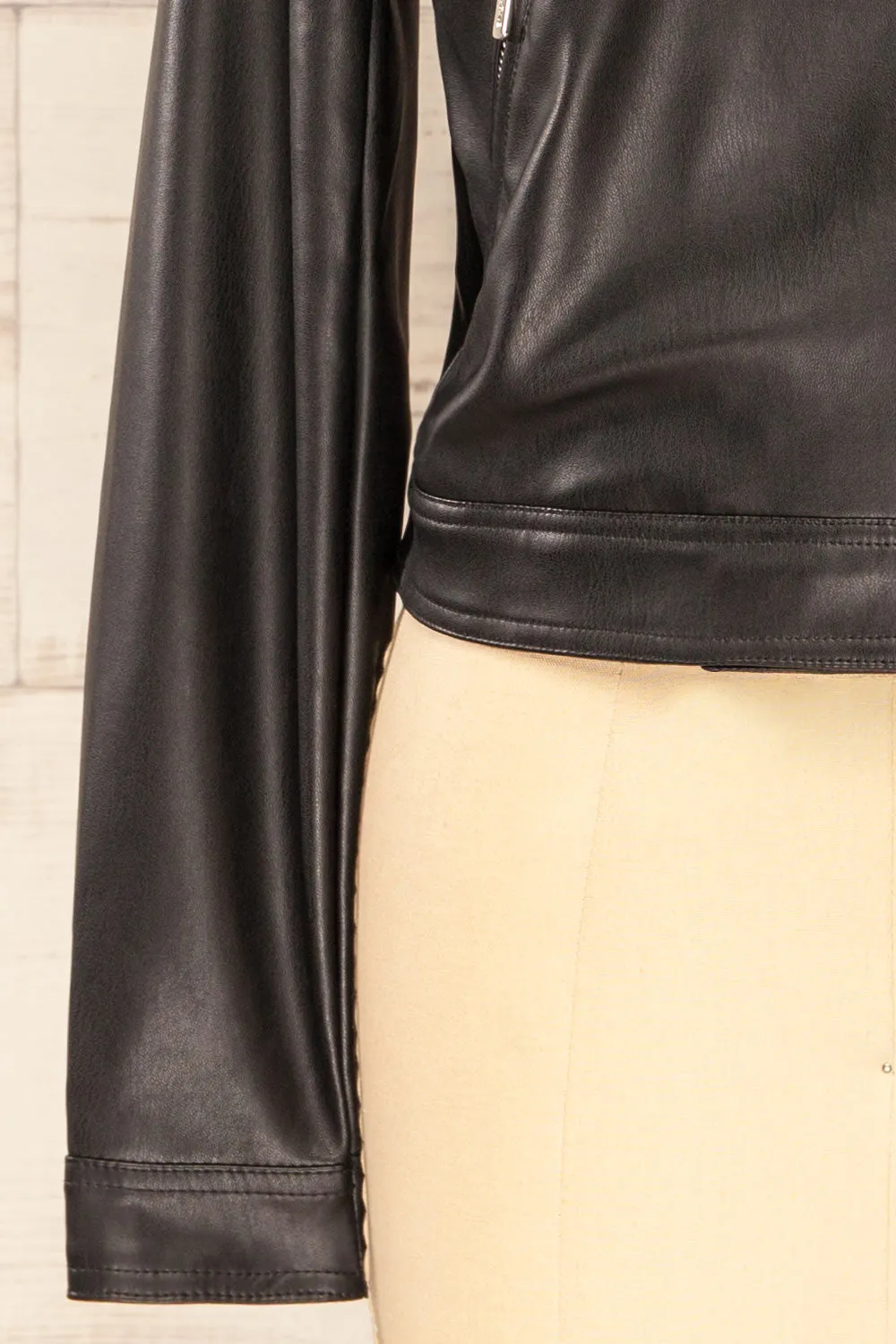 Kyoto | Black Cropped Faux Leather Jacket