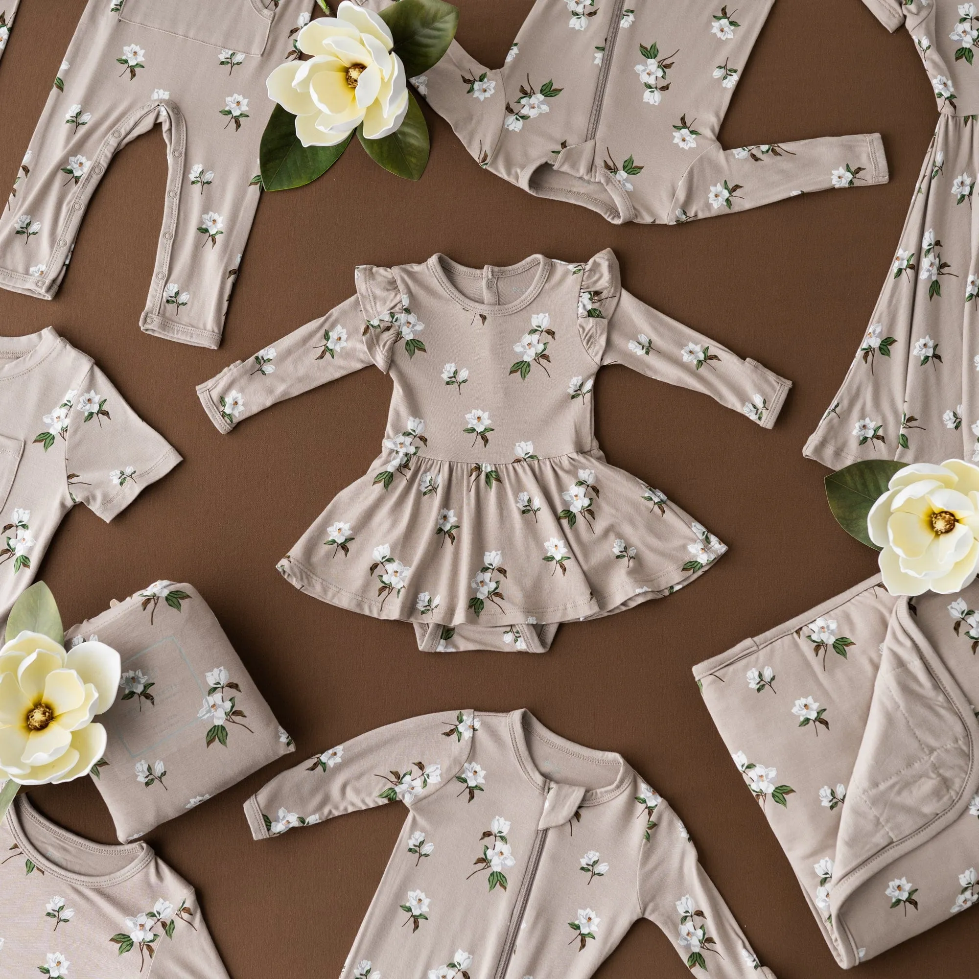 Kyte Baby Twirl Dress | Small Khaki Magnolia