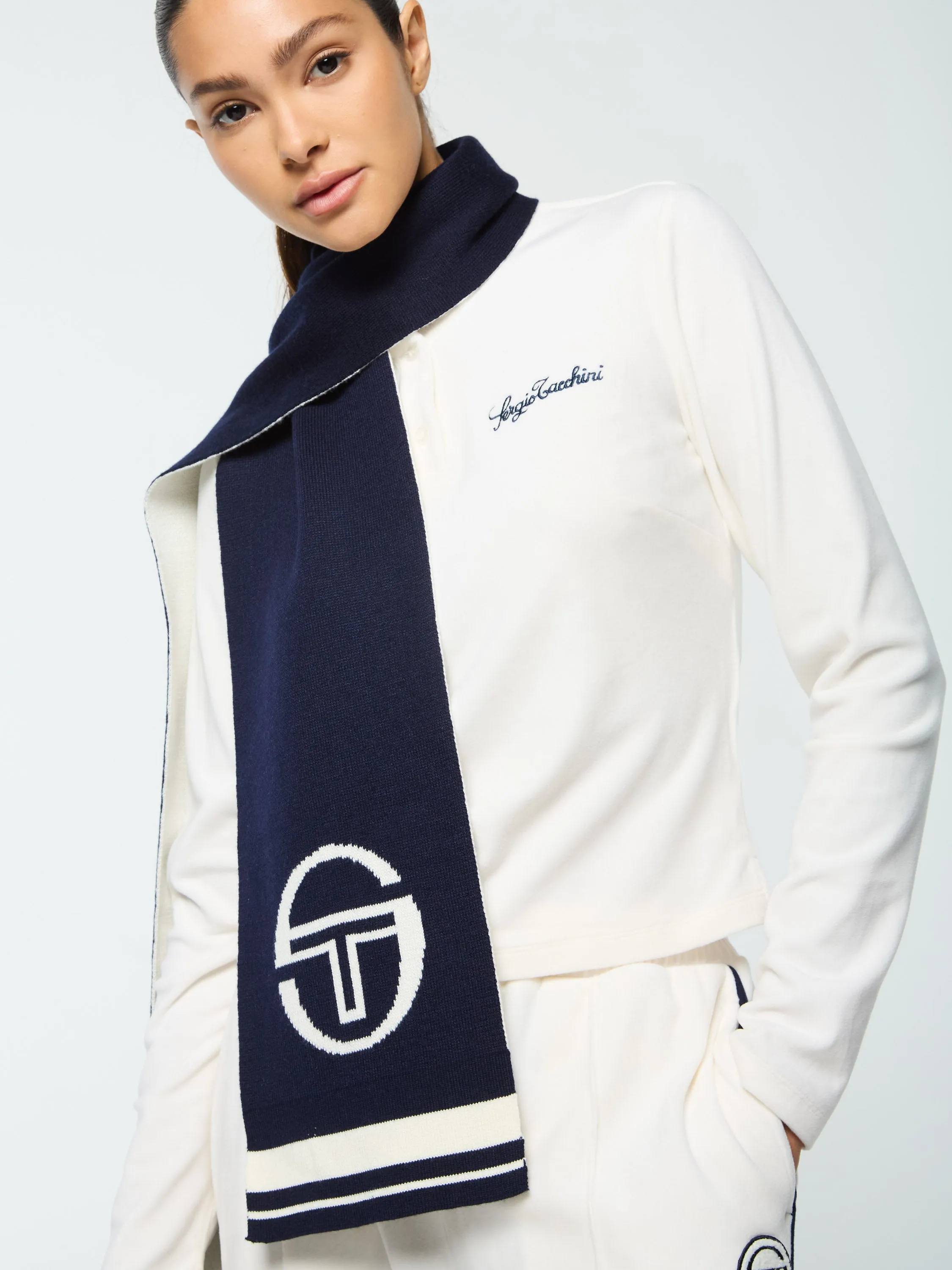 La Faccia Jacquard Scarf- Maritime Blue