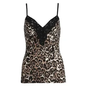 Leopard Print Y2k Tops Sexy Lace Trim V Neck Backless Camisole Retro Trending Tank Tops Women 2024 P67-CC10