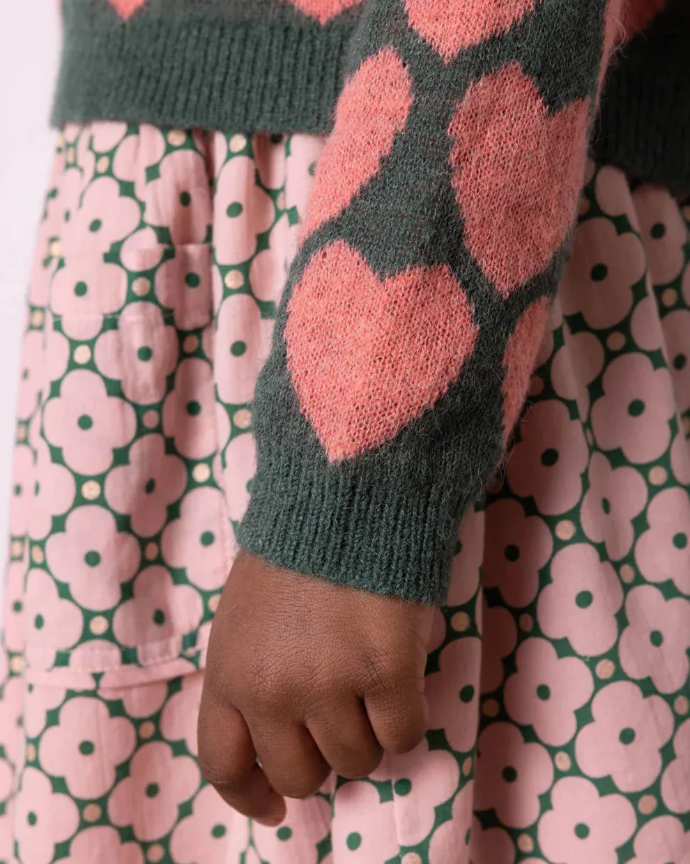 Lovely Knit Hearts Sweater in Greenpeace