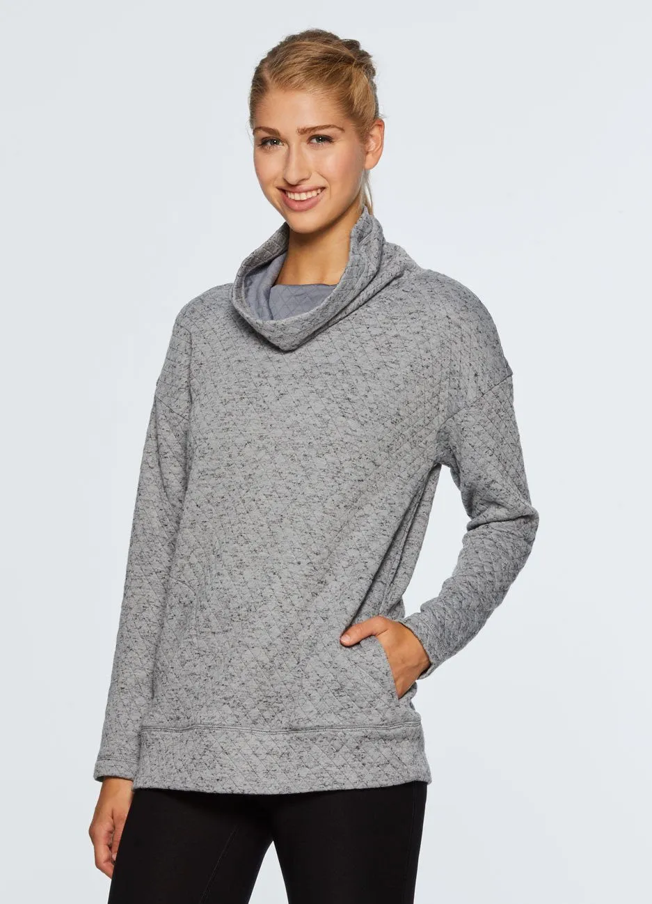 Lumen Cozy Quilted Cowl Neck Sweatshirt