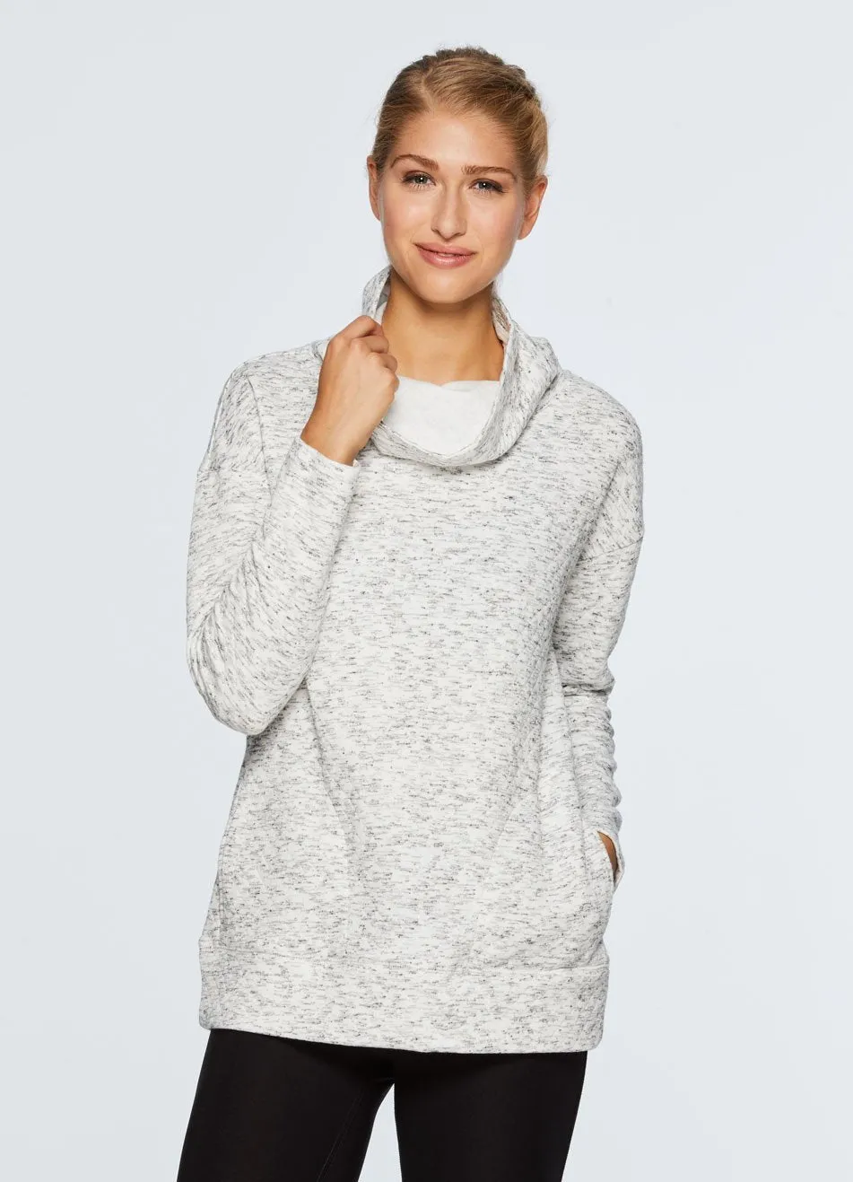 Lumen Cozy Quilted Cowl Neck Sweatshirt