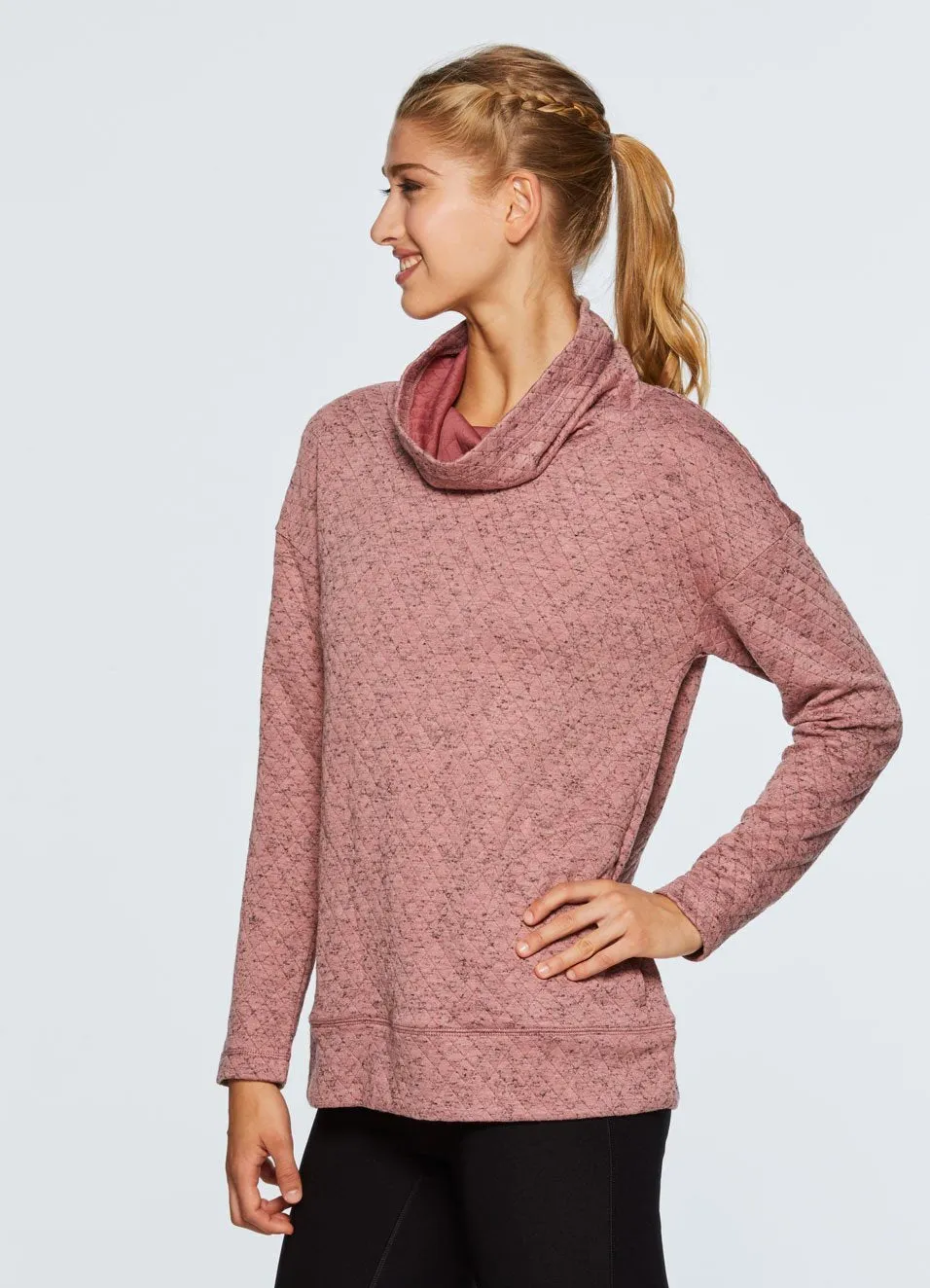 Lumen Cozy Quilted Cowl Neck Sweatshirt