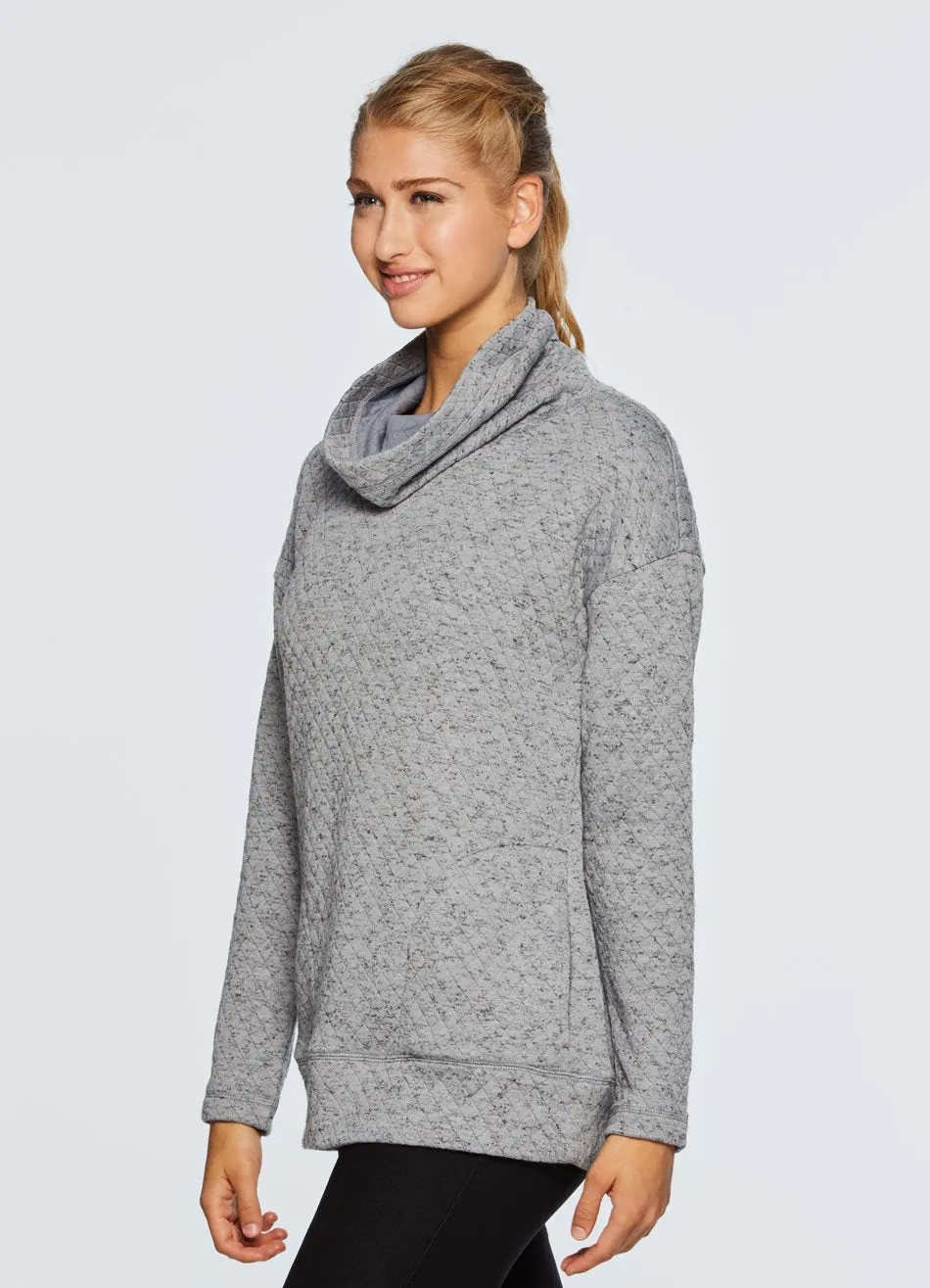 Lumen Cozy Quilted Cowl Neck Sweatshirt