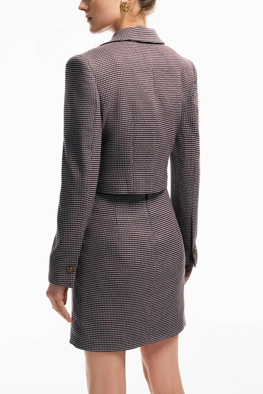 Mailen Cropped Peak Lapel Tweed Jacket