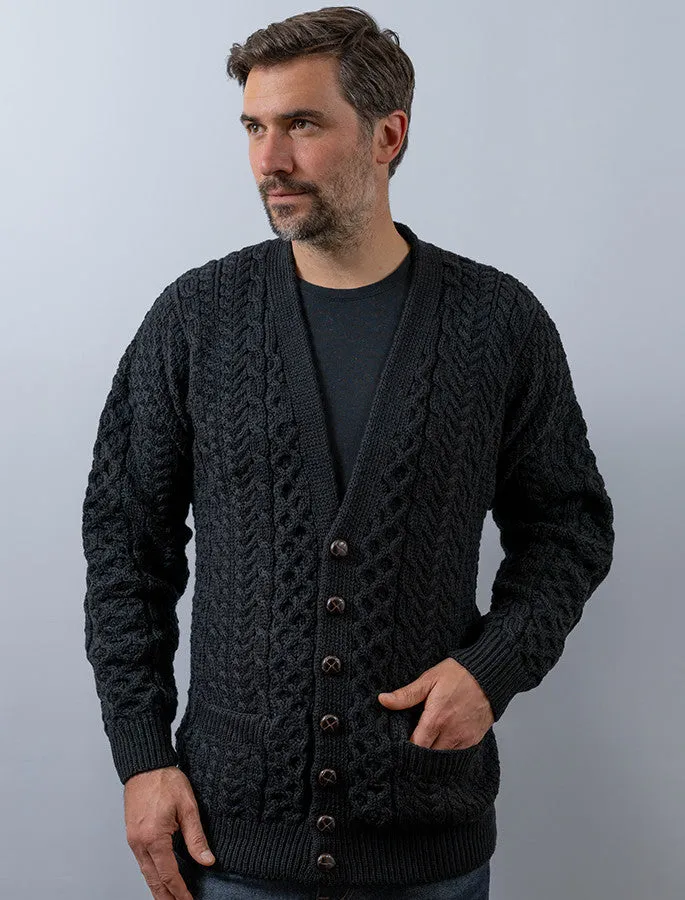 Men's Merino V-Neck Cardigan | Black