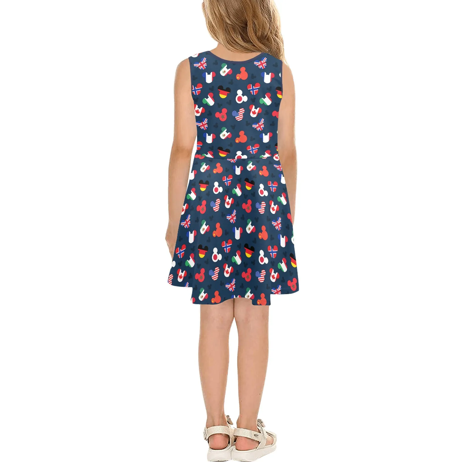 Mickey Flags Girls' Sleeveless Sundress