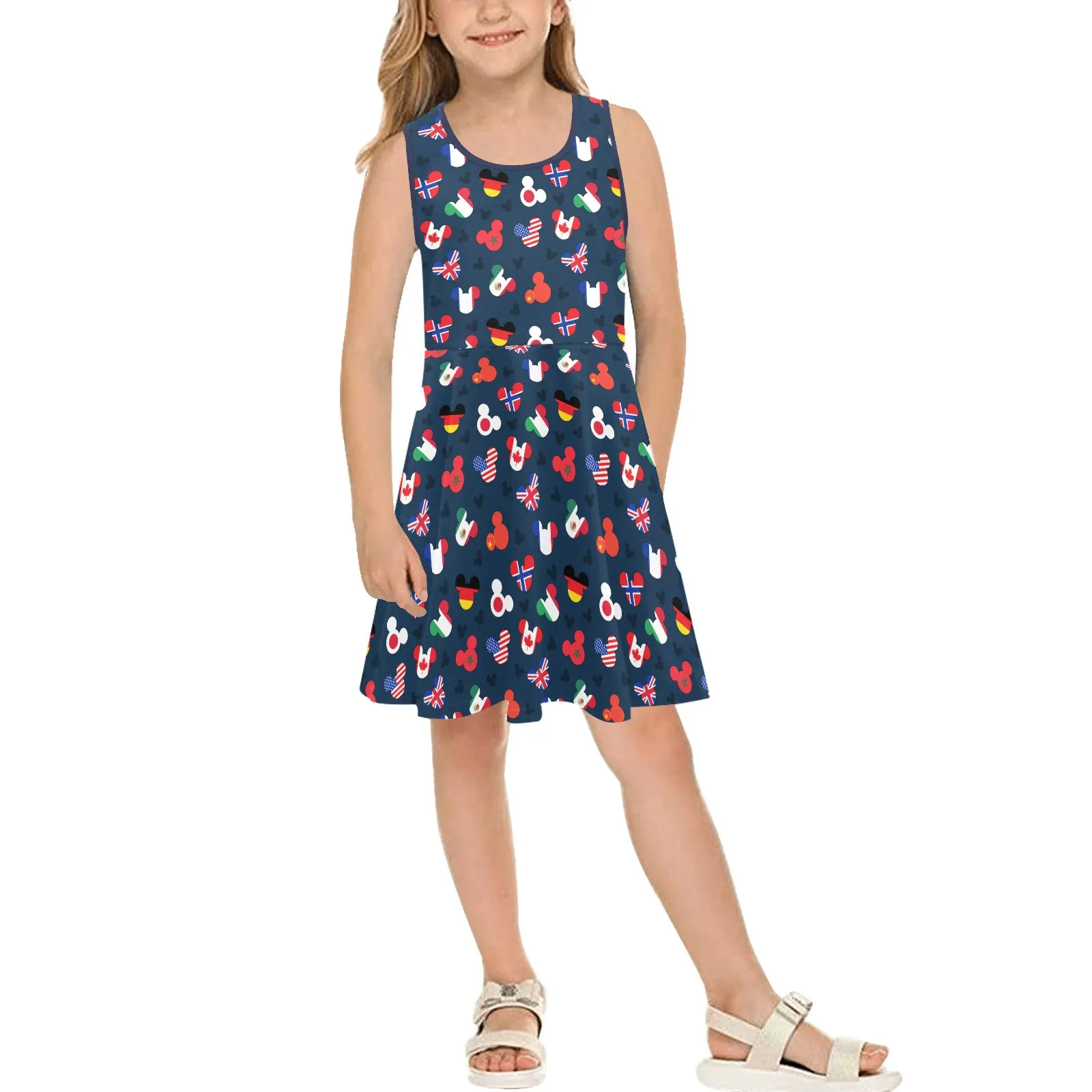 Mickey Flags Girls' Sleeveless Sundress