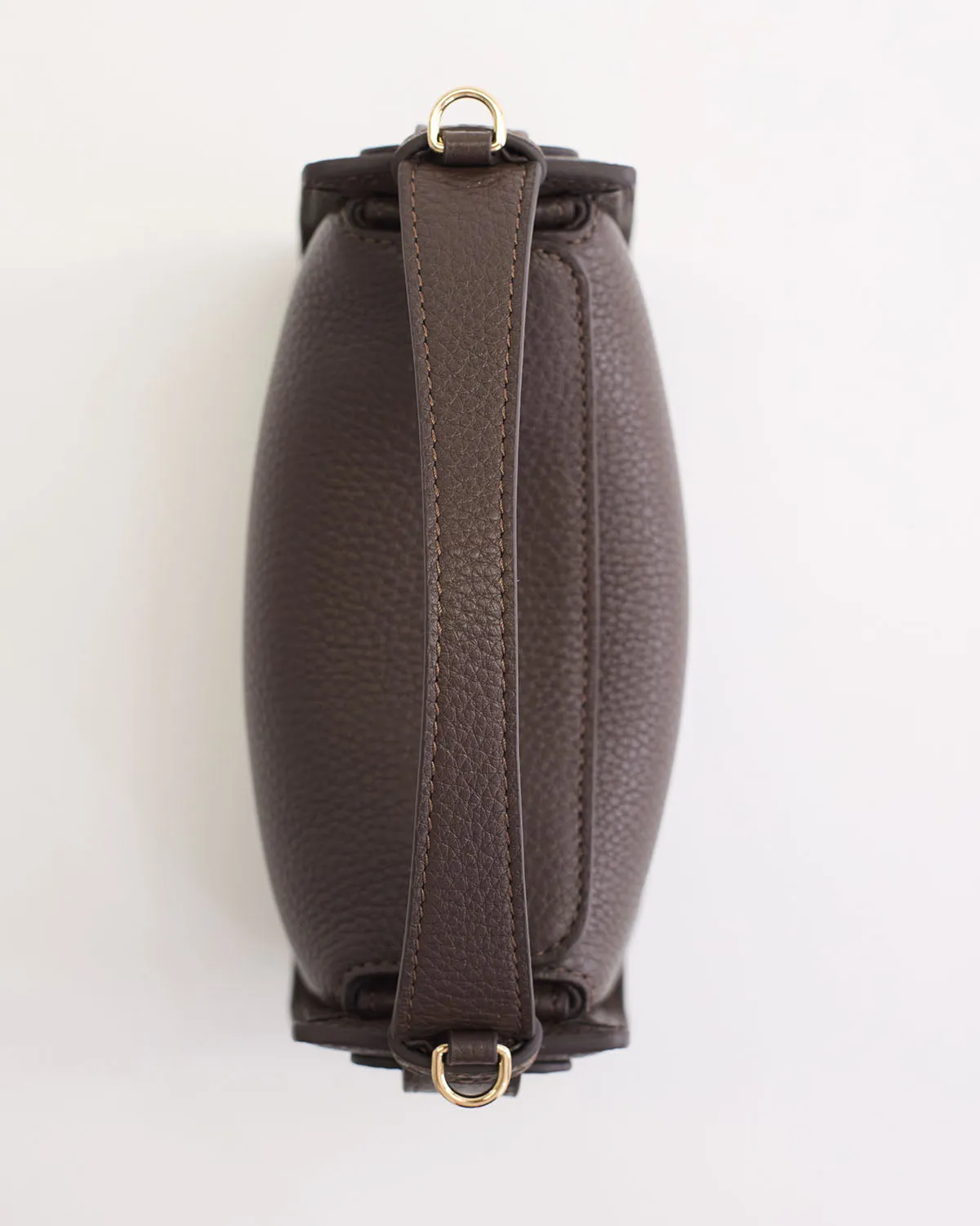 Mini Clementine Bag: Charcoal Pebbled Leather with Gold