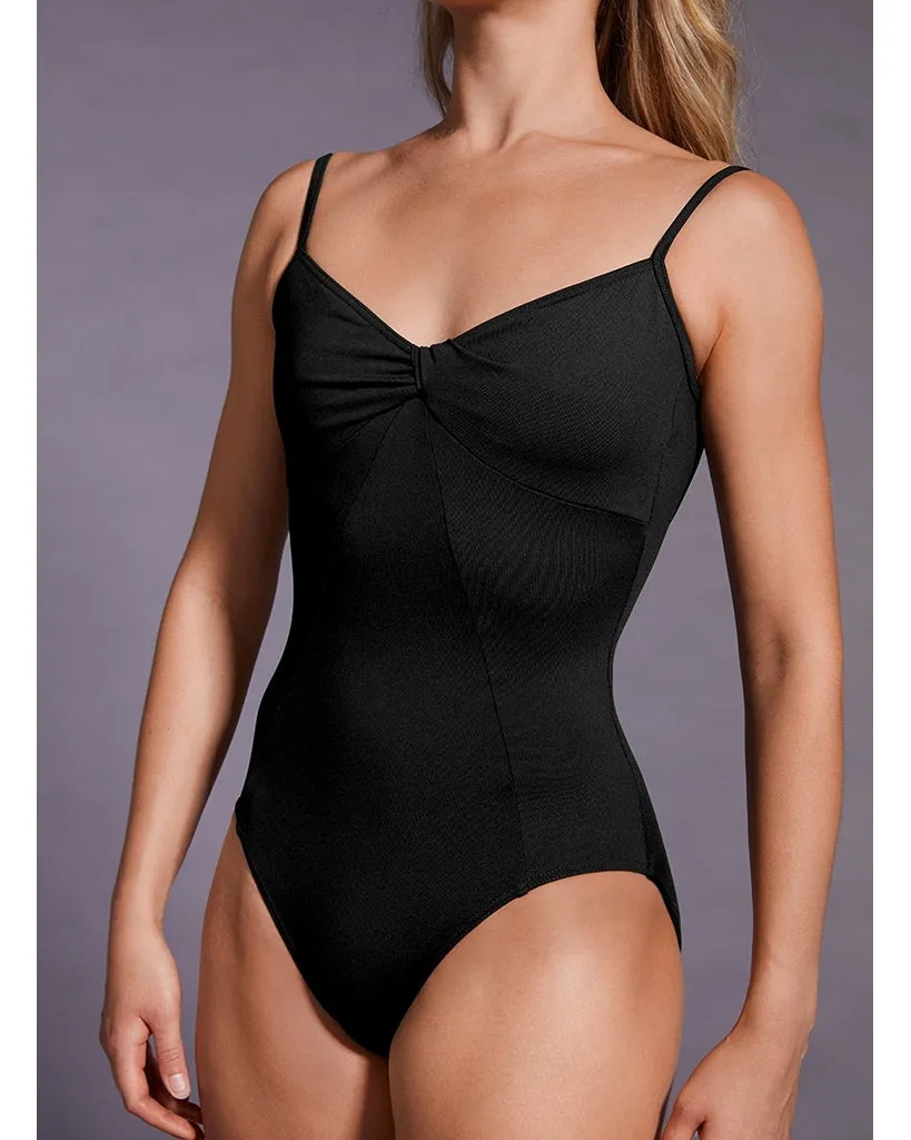 Mirella Black Label Twist Detail Paneled Low Back Camisole Leotard - MB7228 Womens