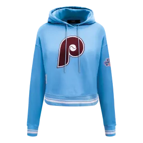 MLB PHILADELPHIA PHILLIES RETRO CLASSIC WOMEN'S CROPPED PO HOODIE (UNIVERSITY BLUE)