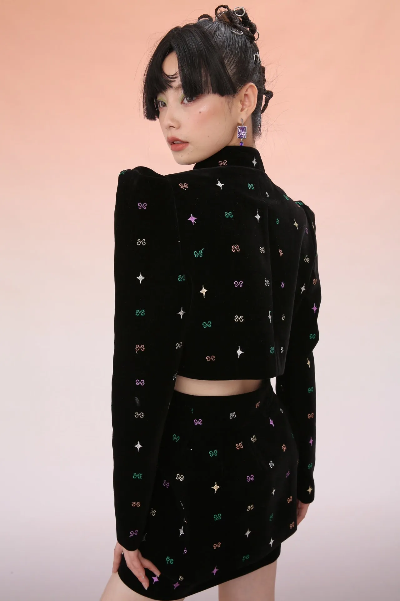 Mukzin | Black Starry Bow Crop Top