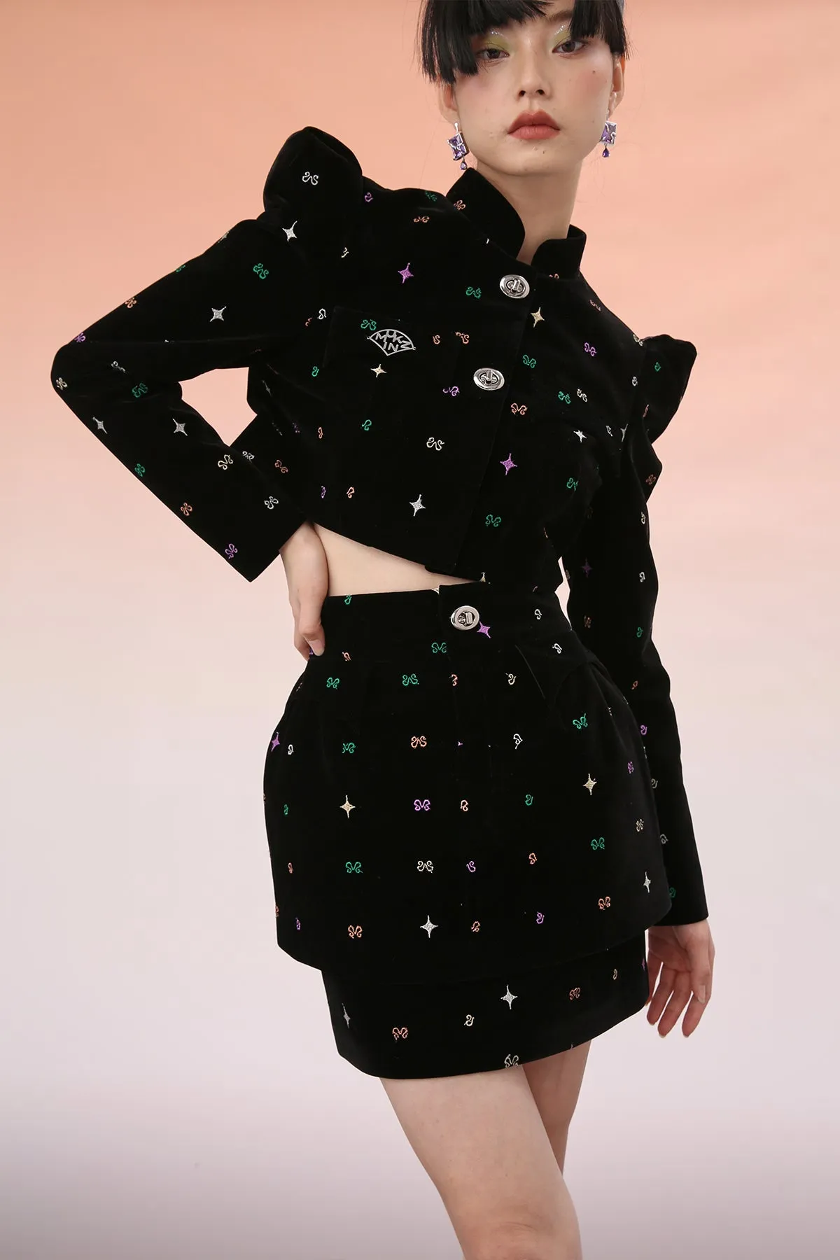 Mukzin | Black Starry Bow Crop Top