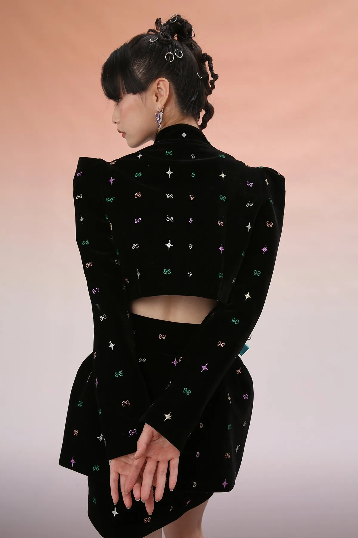 Mukzin | Black Starry Bow Crop Top