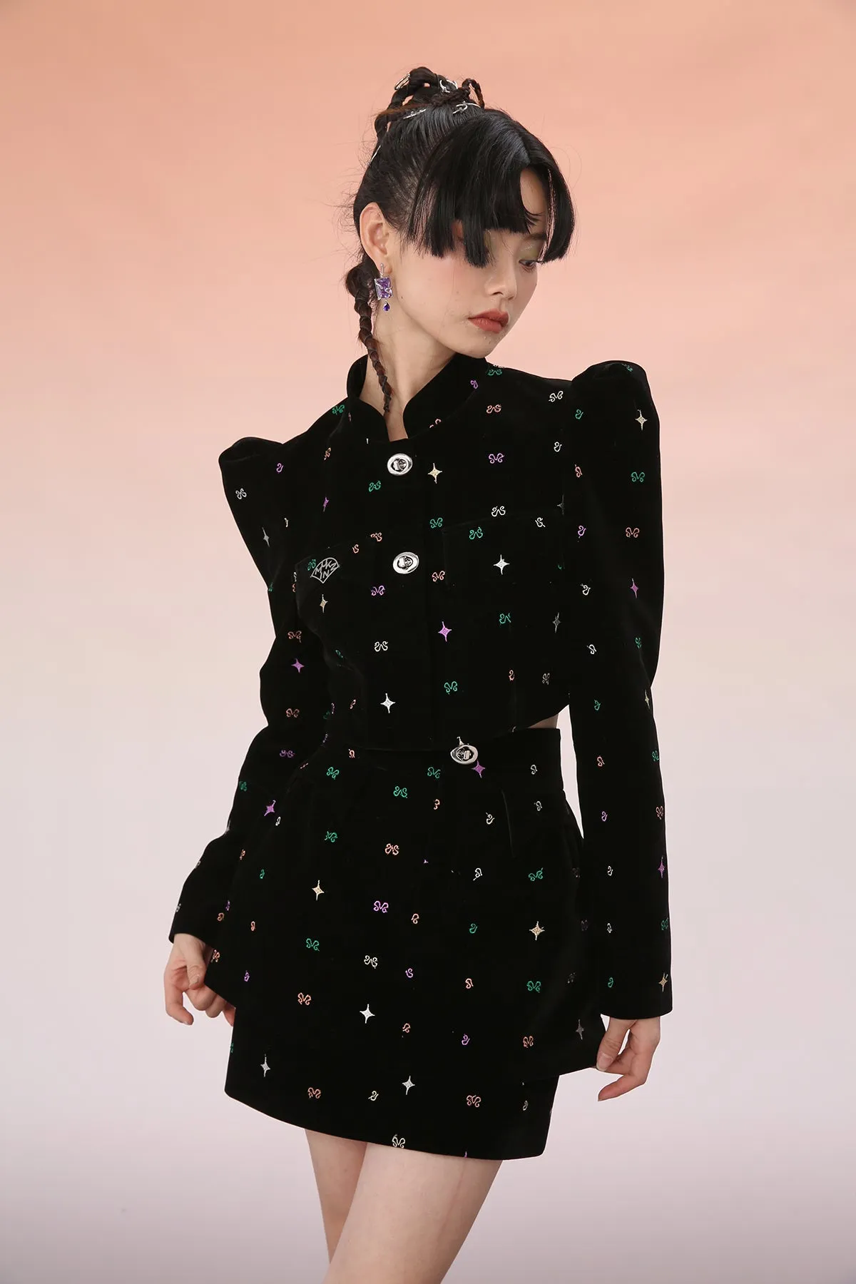 Mukzin | Black Starry Bow Crop Top