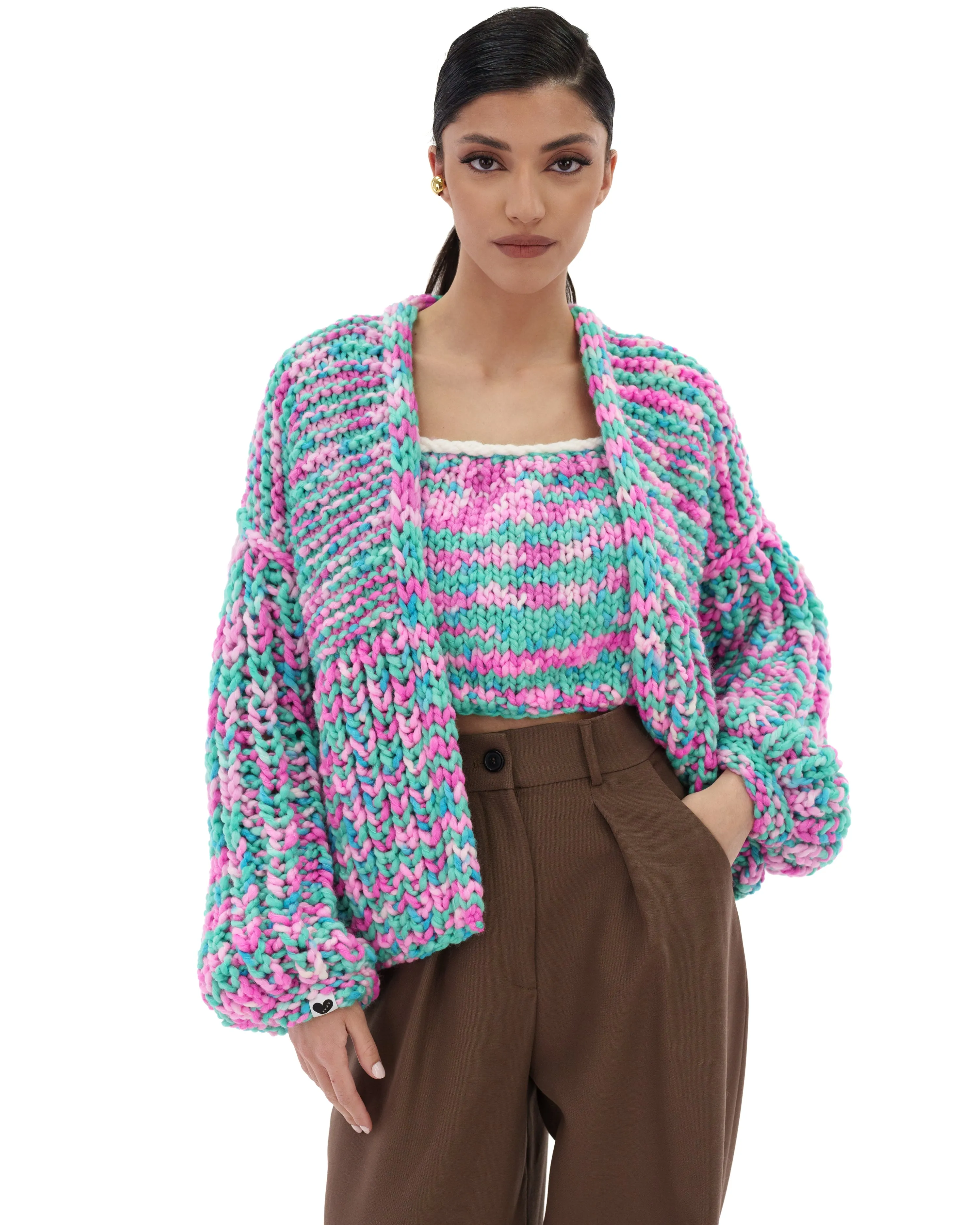 Multicolor Balloon Cardigan