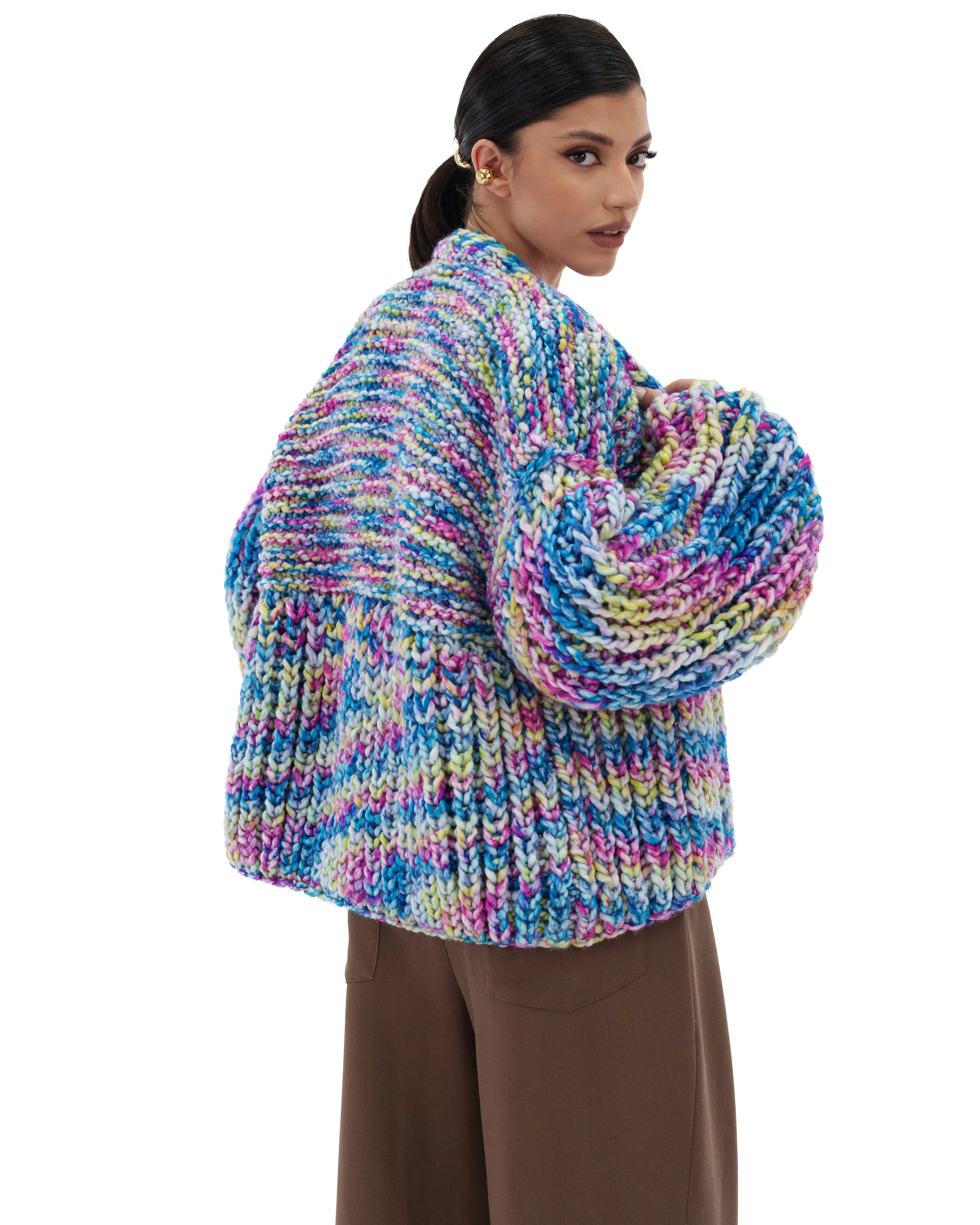 Multicolor Balloon Cardigan