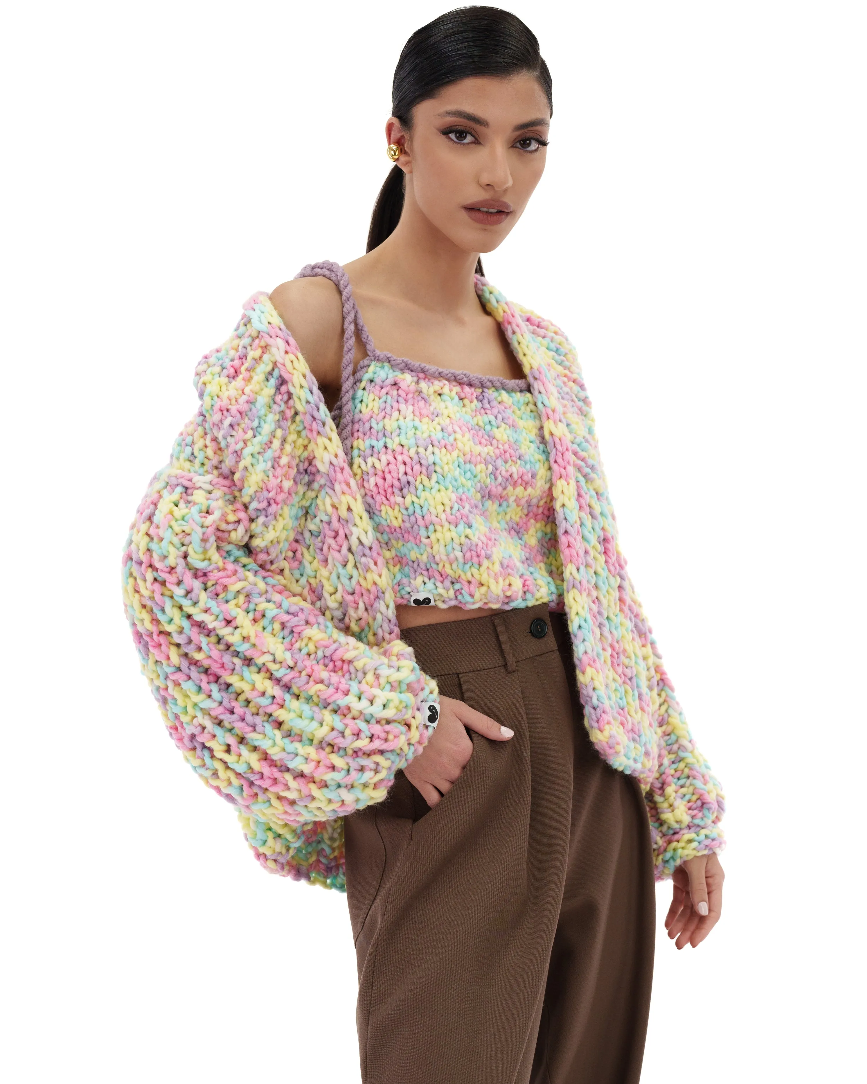 Multicolor Balloon Cardigan